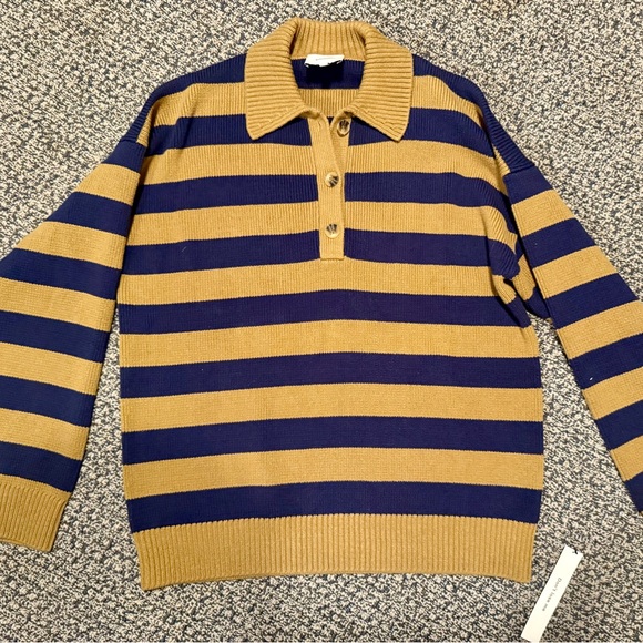 Reformation Brooklyn cotton striped polo sweater NWT XS - Picture 7 of 8